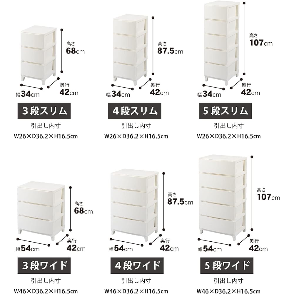 Sanka Rooms Storage Chest White Wide 3 Tiers (Width 54 x Depth 42 x Height 68 cm) Drawers that can be pulled out and tightened easily Scratch-resistant matte panel Easy assembly Stylish Storage case Storage box Made in Japan Clothes case Drawer Living ro