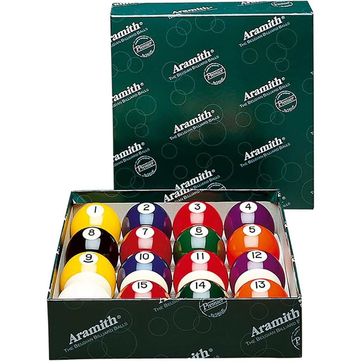 Aramith Premier Billiard Ball Set with Master Brand Blue Chalk and 12 Plastic Ball Tray
