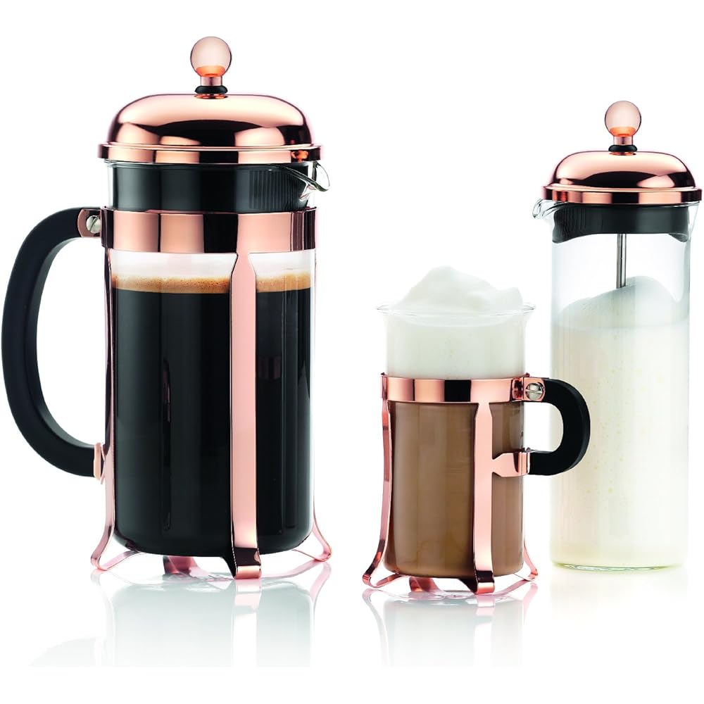 BODUM Tabletop Sugar Container Milk Container CHAMBORD Sugar & Creamer Copper Heat Resistant Glass Coffee Tea [Genuine Product] 4922-18