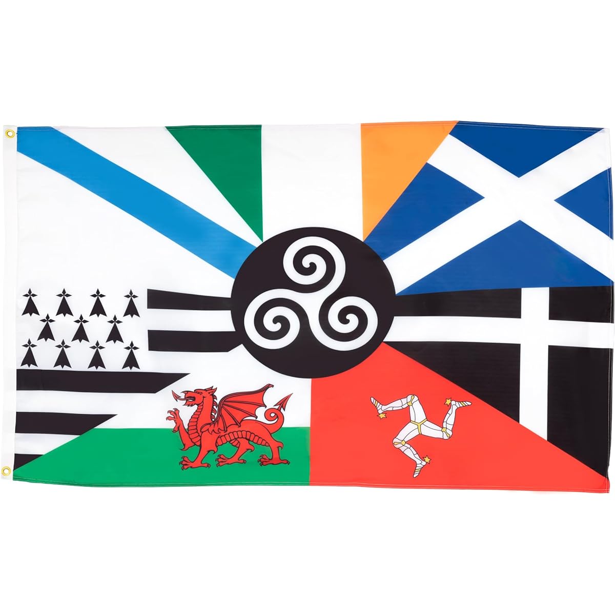 AZ FLAG Multi Celtic Flag 2ft x 3ft - Flags of Celtic Countries 60 x 90 cm - Banner 2x3ft
