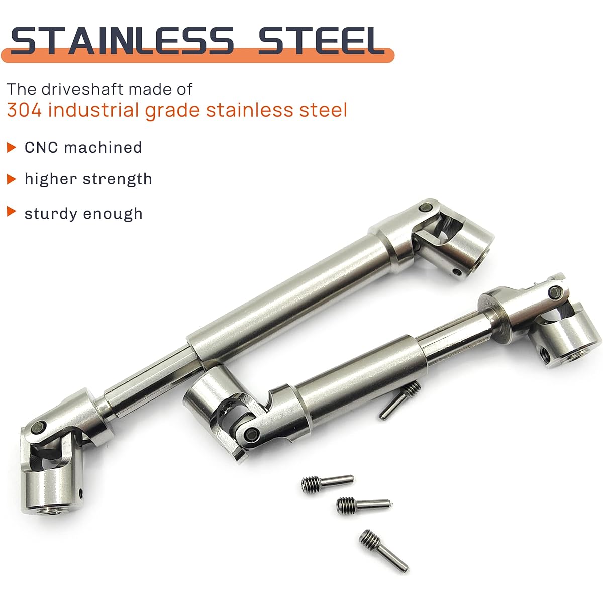 HOPLEX Stainless Steel Drive Shaft Universal Joint Drive Shaft for 1/18 RC Rock Crawler Axial UTB18 Capra Unlimited Trail Buggy 2pcs