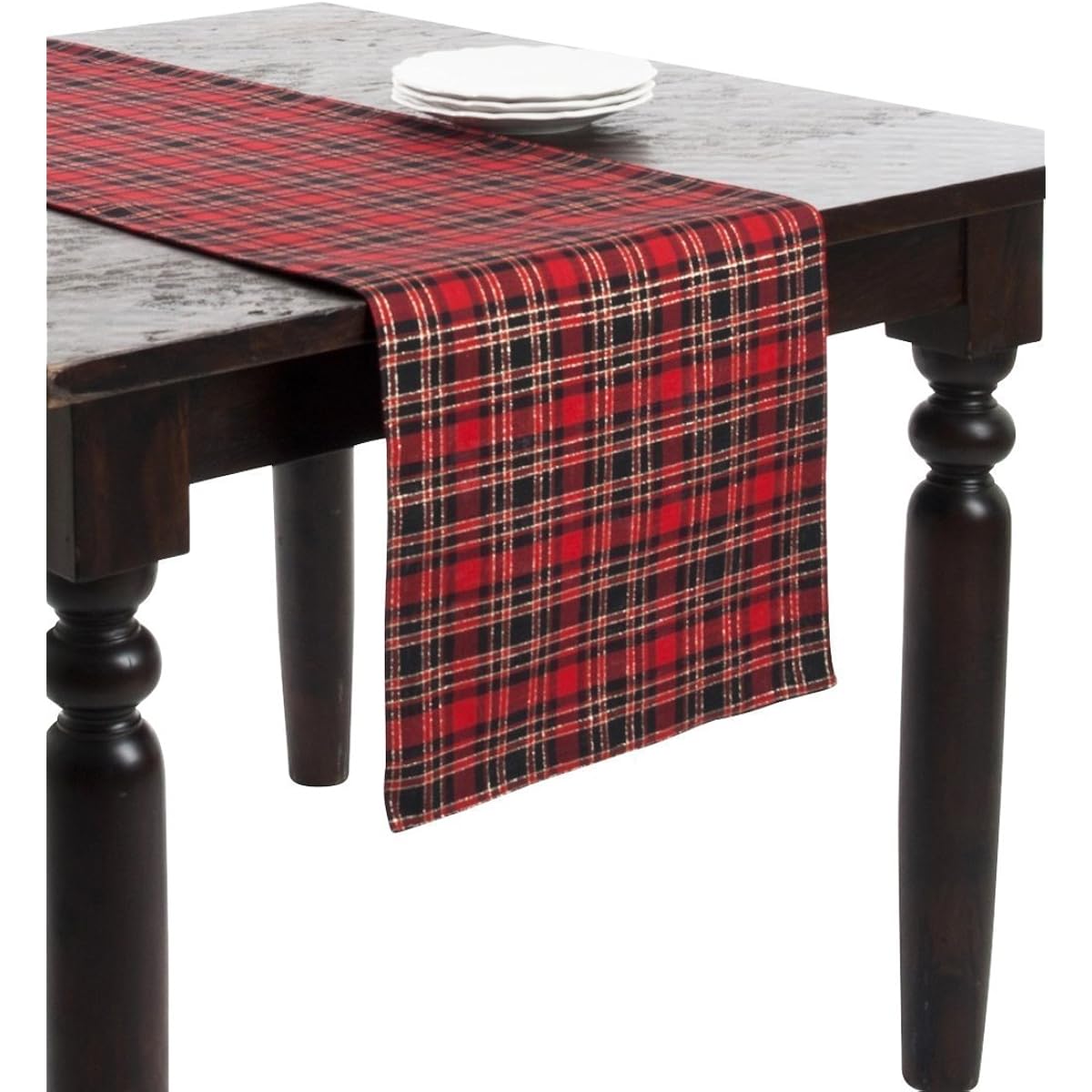 Fennco Styles Highland Holiday Red & Black Checkered Design Tablecloth 16"x72" Table Runner Red B00Q5XGFVO