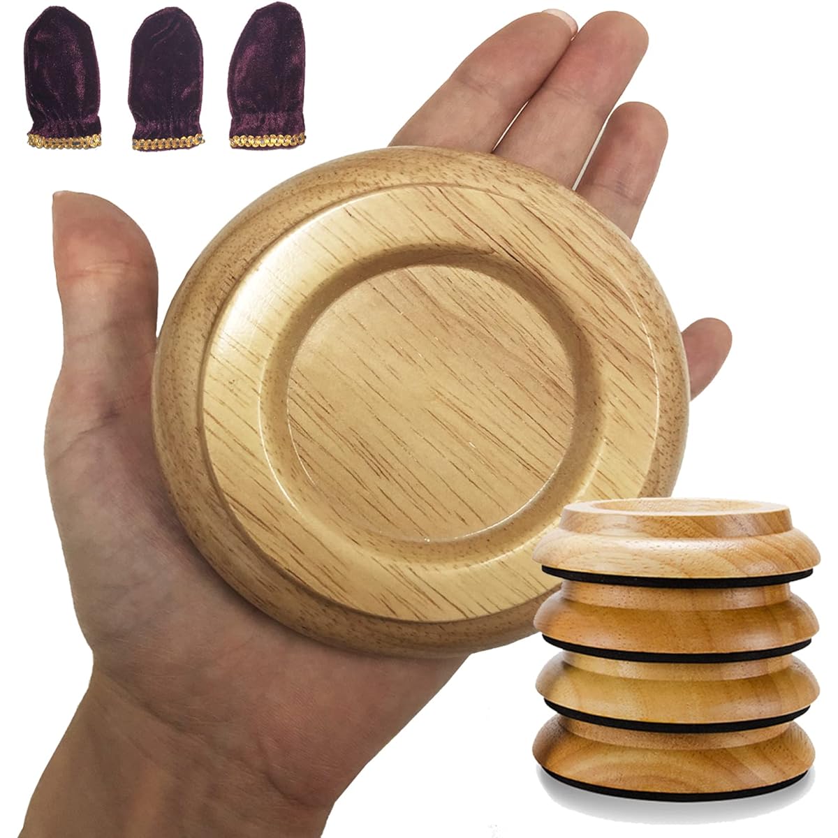 ICEFREE Wooden Piano Caster Cups for Upright or Grand Piano, Easy Slide Hardwood Floor Protectors for Pianos, Beds, Furniture, Standard Size, Set of 4