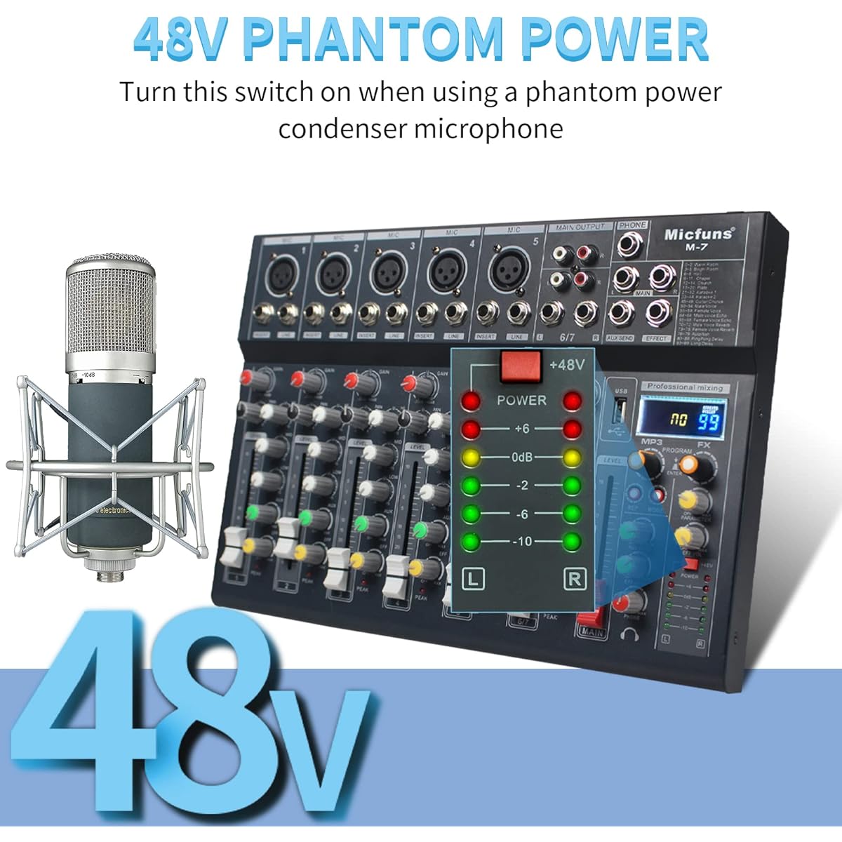 Micfuns M7 Unpowered Recording Mixer (F7)