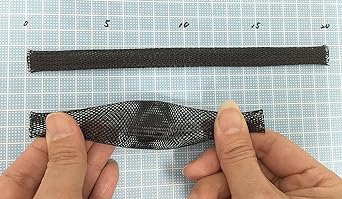 Polyester braided sleeve for cable covering Inner diameter (normal): approx. 5.5φ ~ (enlarged): approx. 16φ Folding width: 11mm 5M roll