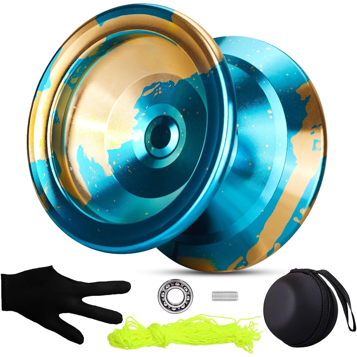 FETESNICE Yoyo Professional Yoyo Responsive Yoyo for Kids Adults Beginners Beginners Metal Trick Butterfly Yoyo with Replacement Bearings Yoyo String (Blue)