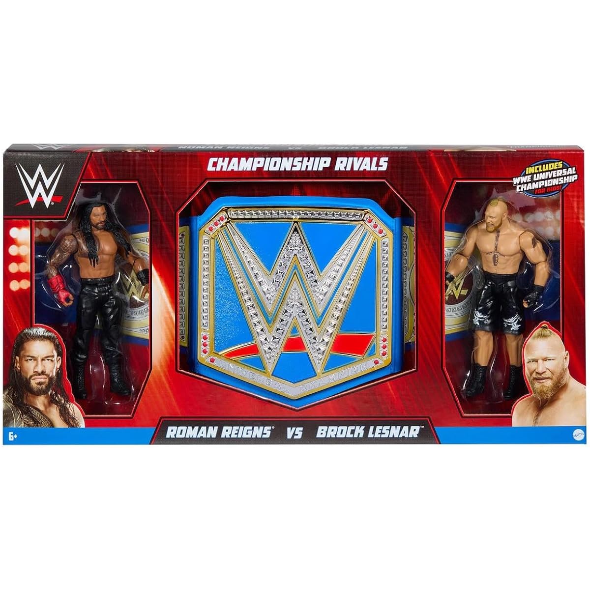 WWF/WWE Championship Rivals Roman Reigns vs. Brock Lesnar Action Figure Set Universal Championship Belt