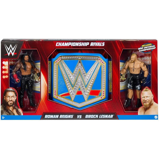 WWF/WWE Championship Rivals Roman Reigns vs. Brock Lesnar Action Figure Set Universal Championship Belt