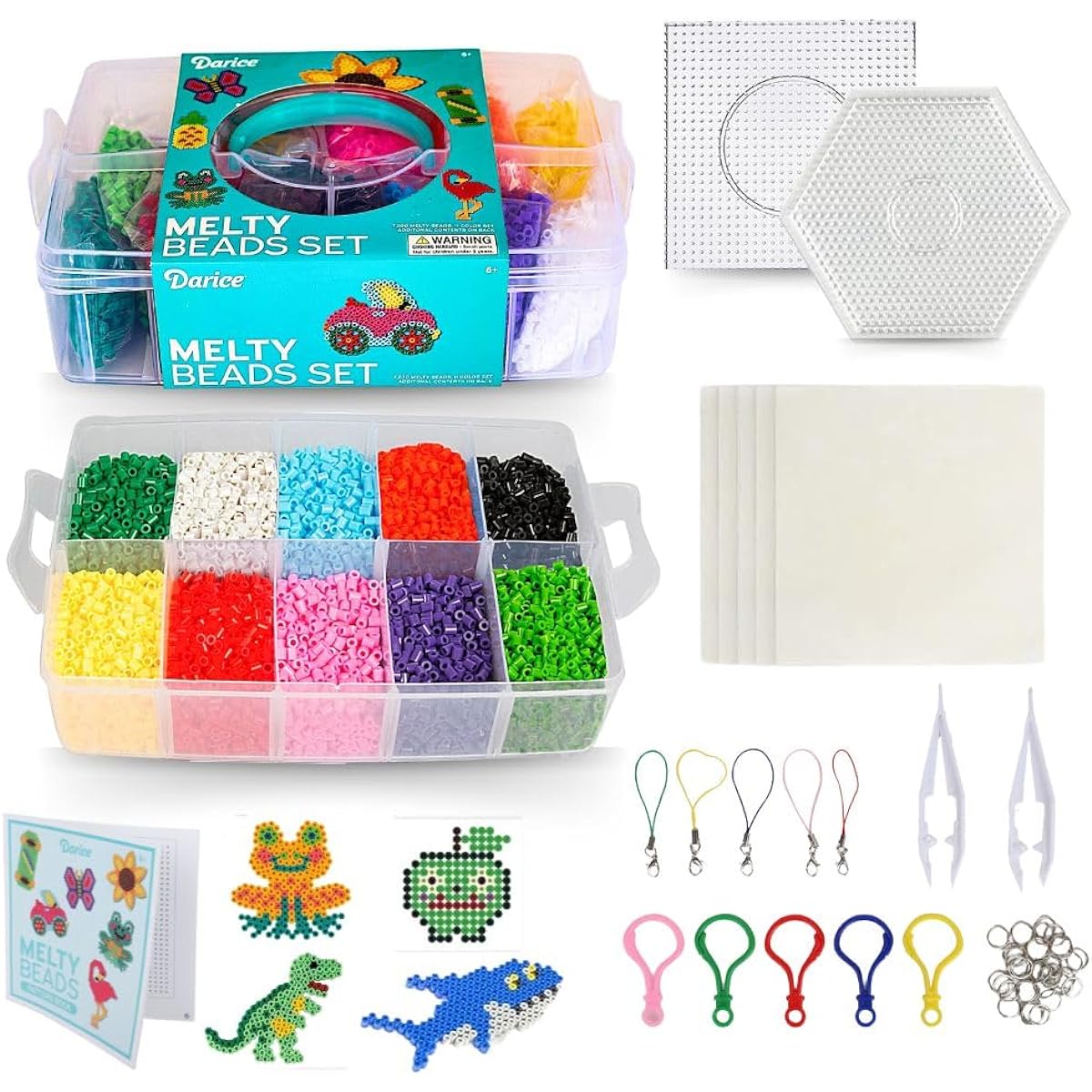 Darice Fuse Beads Kit - 7200 Piece Melty Beads Arts & Crafts Iron Melting Beads Set for Kids, 11 Colors - Includes Pegboard & Fun Accessories for Boys & Girls, Ages 6+