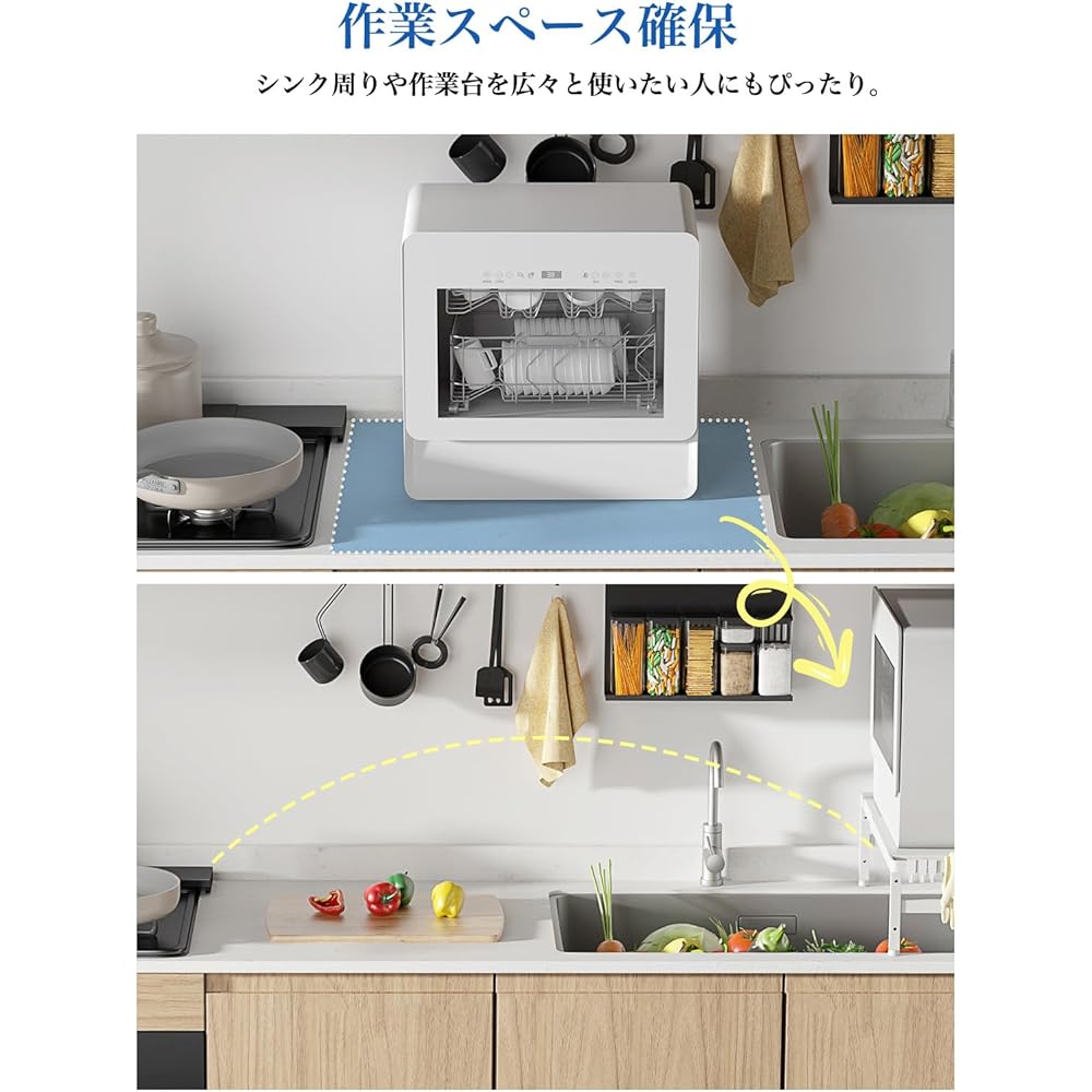 (Compatible with Sink Steps/Extendable Width) Dishwasher Rack, Dishwasher Stand, Width 15.0 - 24.4 inches (38 - 62 cm), Load Capacity 132.3 lbs (60 kg), Sturdy TKUIN Dishwasher Stand, Sink Side,