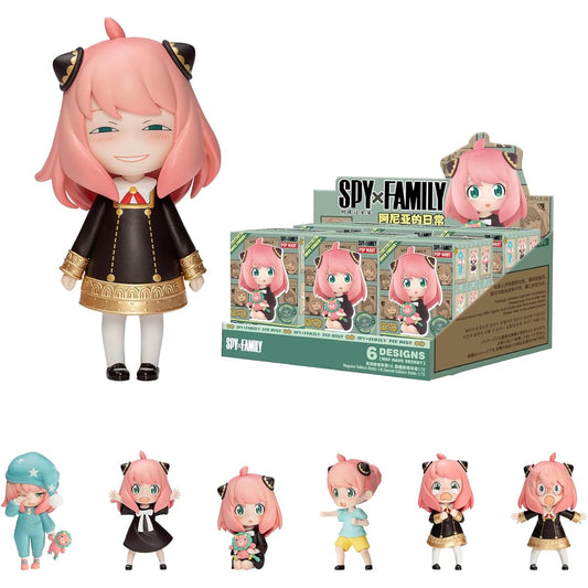 POP MART Spy x Family Anya's Daily Life Series Figures, Random Design Mystery Toys Modern Home Halloween Decorations for Indoor Use Collectible Toy Set Desk Accessories 6pcs