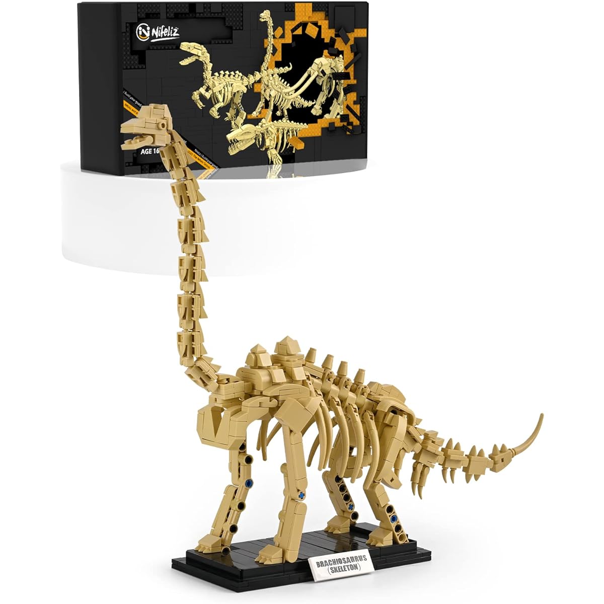 Nifeliz Brachiosaurus Dinosaur Fossil Building Kit, Impressive Dinosaur Skeleton Model Decoration, Cool Dinosaur Gift Toy Set for Dinosaur Fans (501 Pieces)
