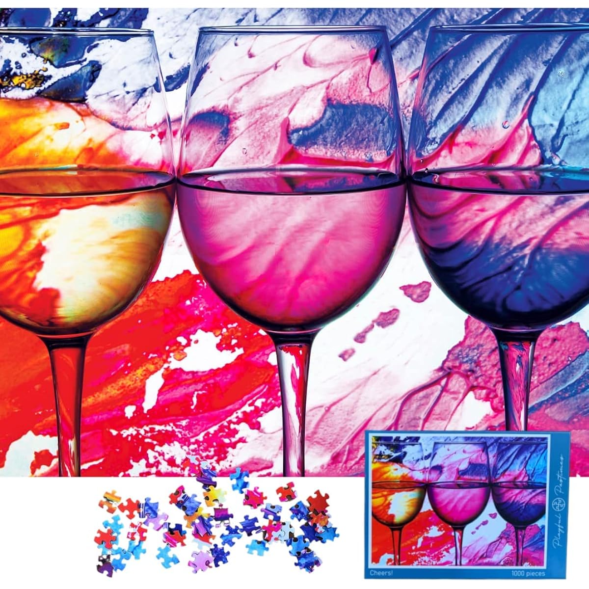 Playful Pastimes Adult Jigsaw Puzzle 1000 Premium Thick Pieces Cheers Cardboard Puzzle Dimensions 27" x 20"