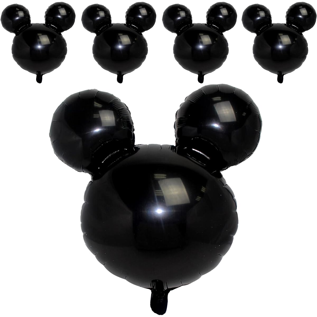5pcs Black Mouse Head Foil Balloons for Kids Mouse Birthday Party Supplies 24" Mouse Mylar Balloons for 1st Birthday Mouse Head Kids Birthday Party Decorations