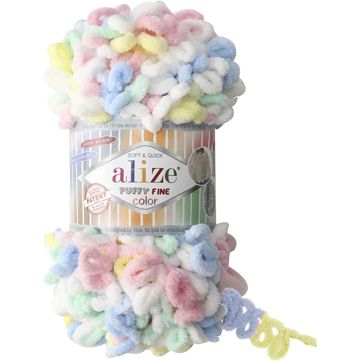 Alize Fluffy Fine Color Yarn Baby Blanket Yarn Lot of 5 Skeins 500g 50 Yards 100% Micro Polyester Soft Yarn Baby Blanket Yarn Hand Knitting Yarn Super Chunky Bulky Woven Worested Yarn (5949)