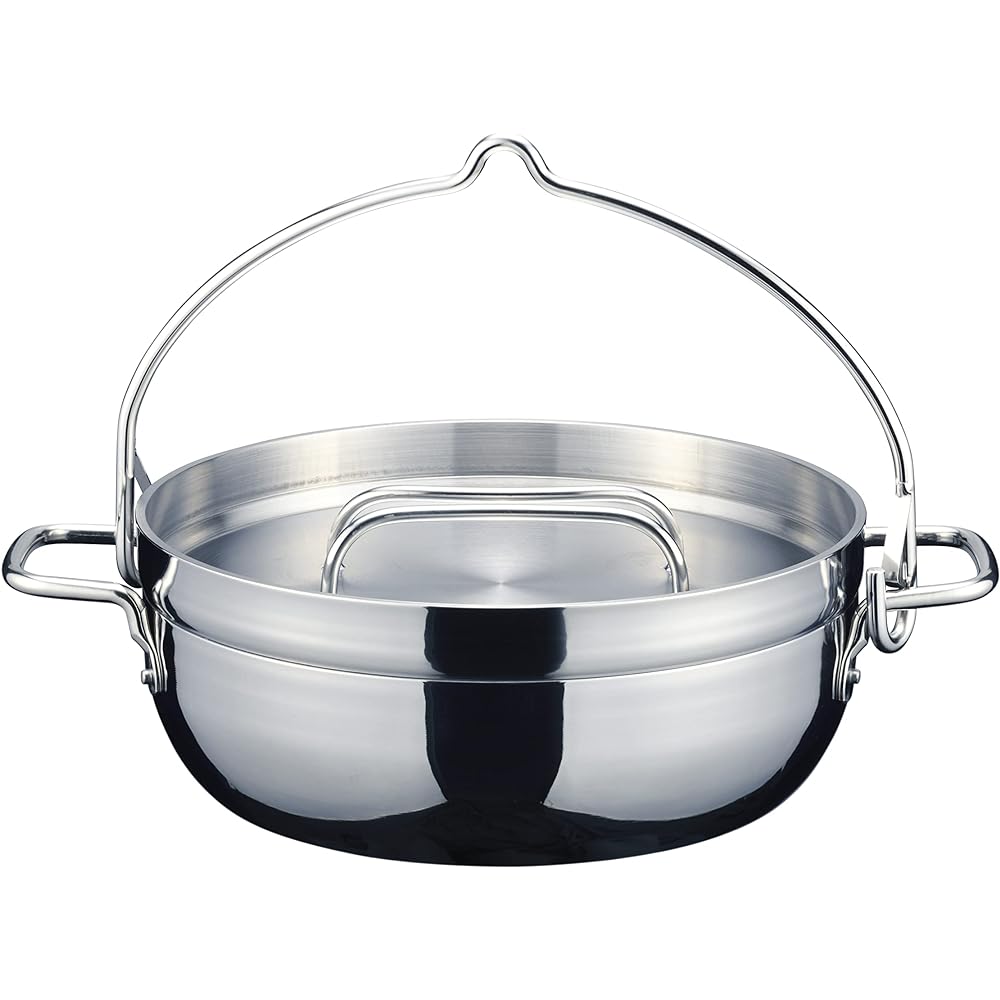 TSBBQ Light Stainless Steel Half Dutch Oven 10 inches Mirror Finish TSBBQ-029 [Made in Tsubame-Sanjo]