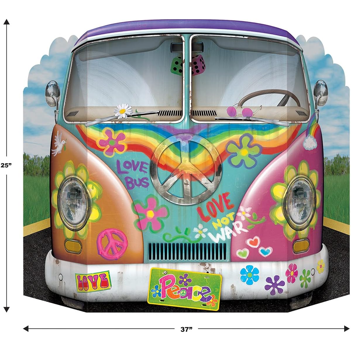 Beistle 2 Piece 60s Theme Hippie Bus Photo Booth Props 1960s Party Decorations