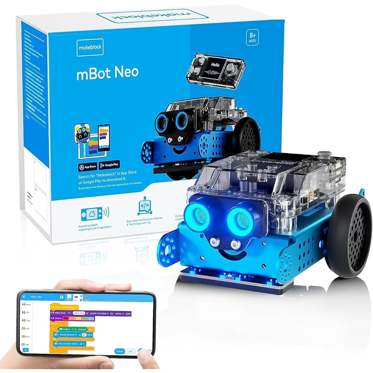 Makeblock mBot2 Programming Robot Coding for Kids Robot AI Robot Scratch Python Learning STEM Projects Building Robot Programmable Robot Learn WiFi, IoT, AI Tech, Engineering Educational App Remote Control Car for Kids Ages 8+ Gift
