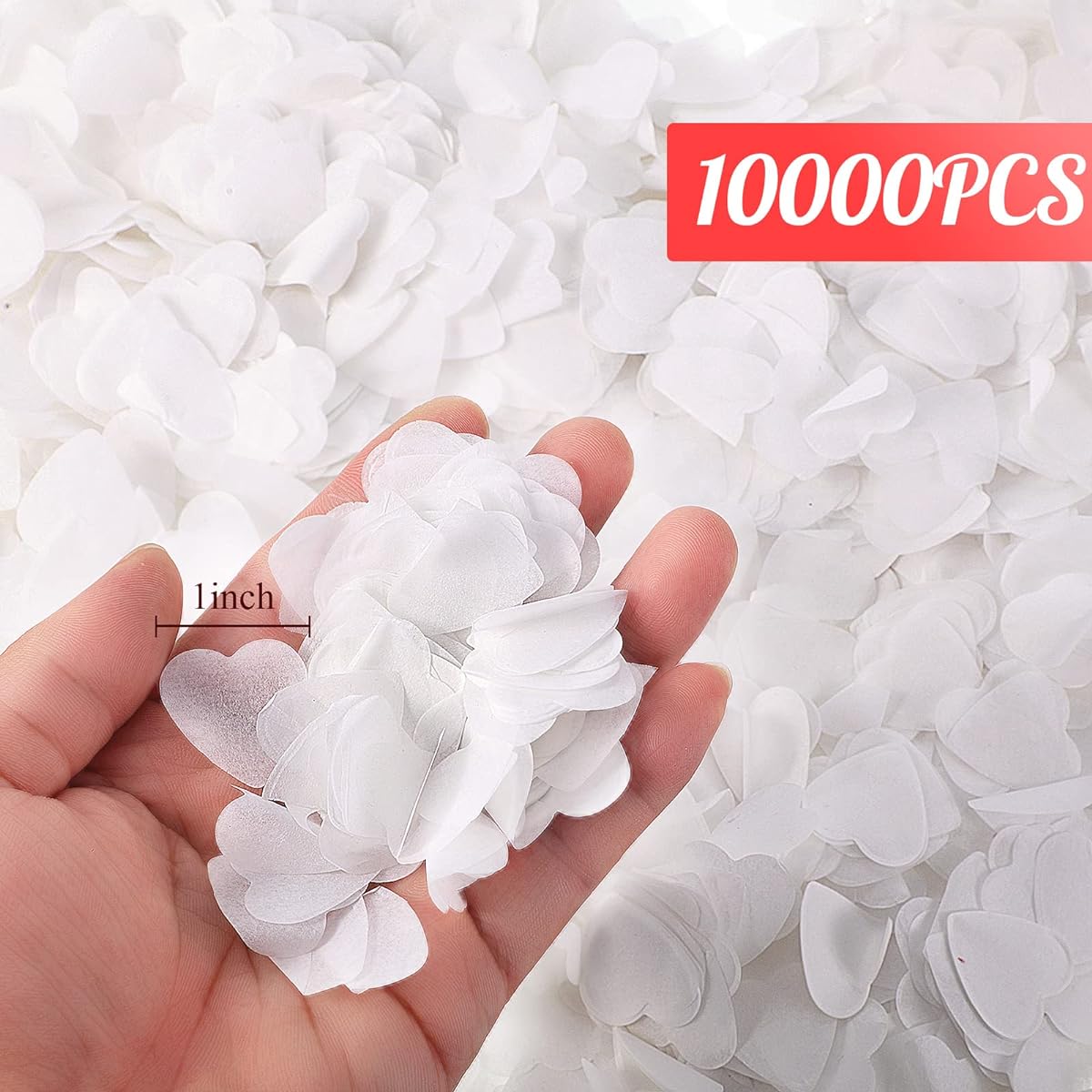 10000 White Heart Shaped Confetti Tissue Paper Confetti for Weddings, Parties, Anniversary, Birthdays, Graduation, Baby Shower, Table Decorations