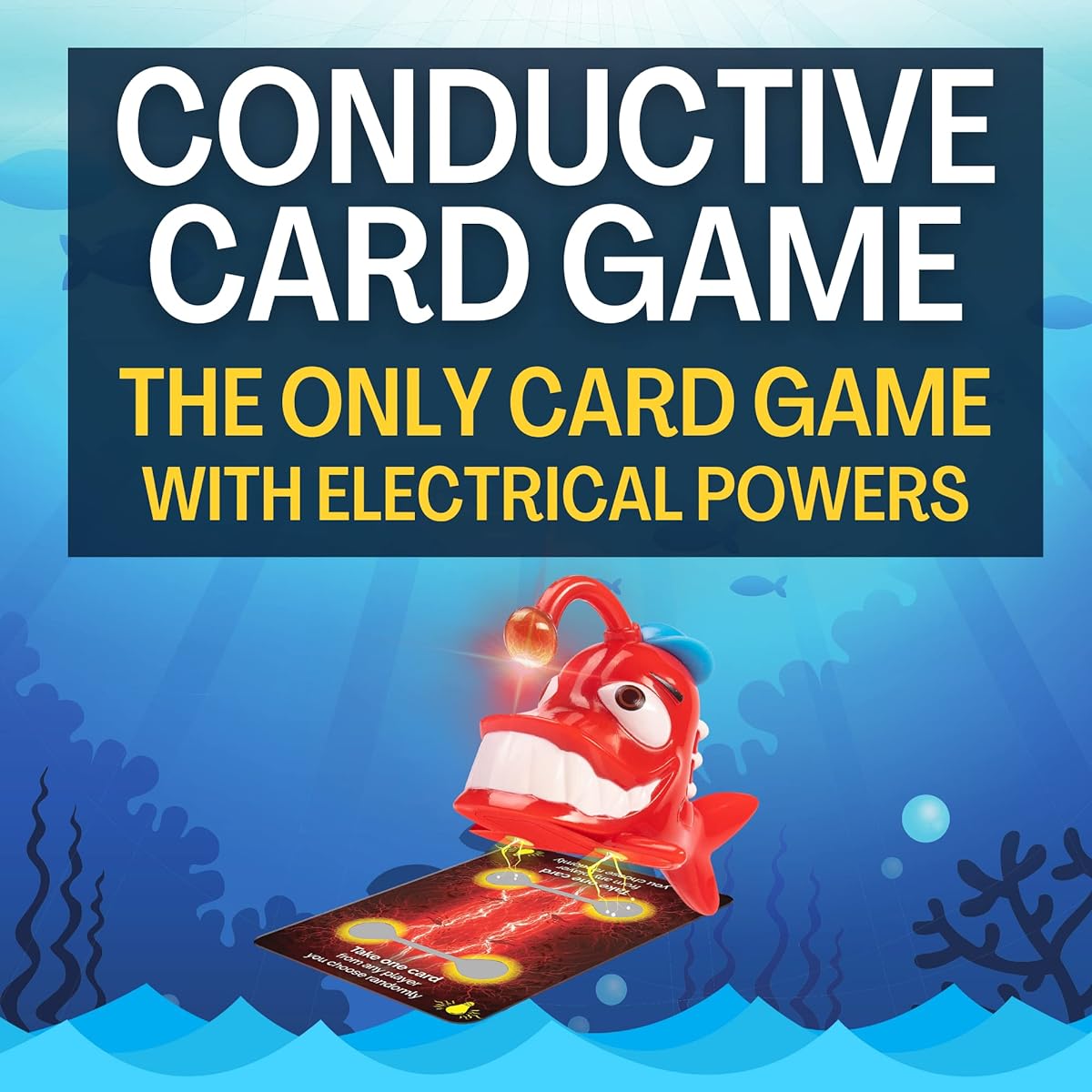 Catchup Toys Loony Fish Card Game - Fun, Family Friendly, Interactive, Electrified, for Adults, Teens, Kids, Ages 6+, 3-5 Players.