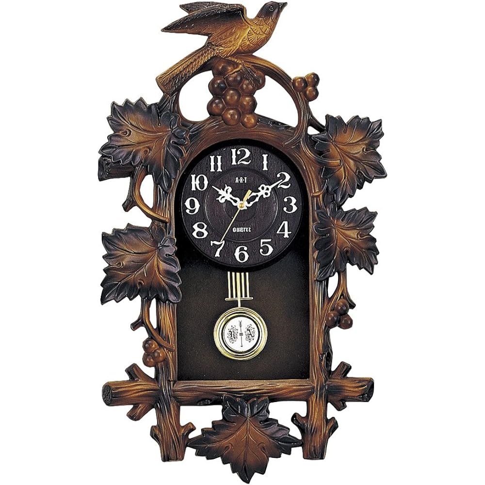 Higashide Lacquerware Table Clock Brown Size: 37.5 x 8 x Height 62cm