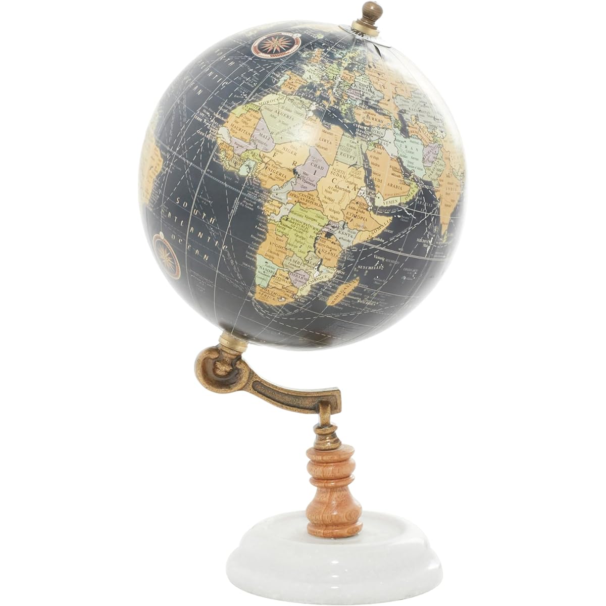 [Deco 79] Deco 79 Wood Metal Marble Globe 6W, 11H 94450 [Parallel import goods]