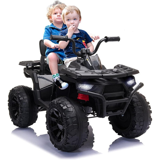 24V 2 Seater Kids 4 Wheel Drive Truck with Leather Seats and Remote Control 24V Battery Powered Off Road UTV Toy with LED Lights High/Low Speed Spring Suspension Light Blue