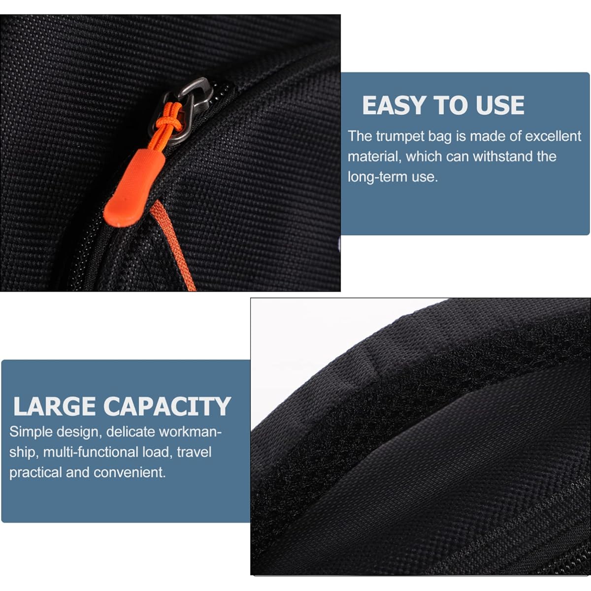 Vaguelly Trumpet Gig Bag Oxford Cross Trumpet Carry Bag Backpack with Adjustable Shoulder Strap Trumpet Case Trumpet Accessories Black