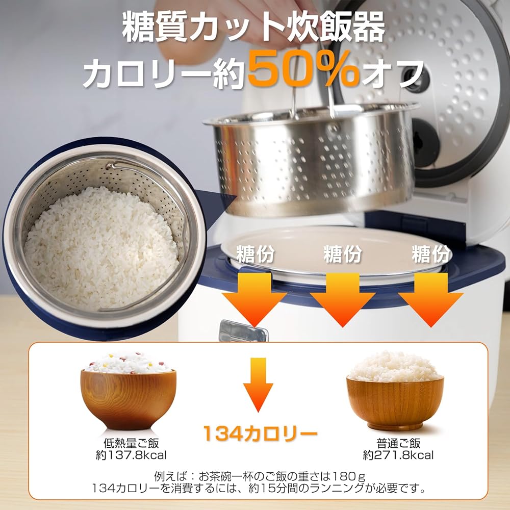 AONCIA Low Carb Rice Cooker, 3.5 Cups, Living Alone, No Fluorine Processing, Ceramic Pot, Approximately 50% Off Calories, Healthy Rice Cooker, Microcomputer Type, Low Heat/Quick Cooking/Normal/Barley Rice/Brown Rice/Multi-grain Rice/Steamed/Porridge 8 Ty