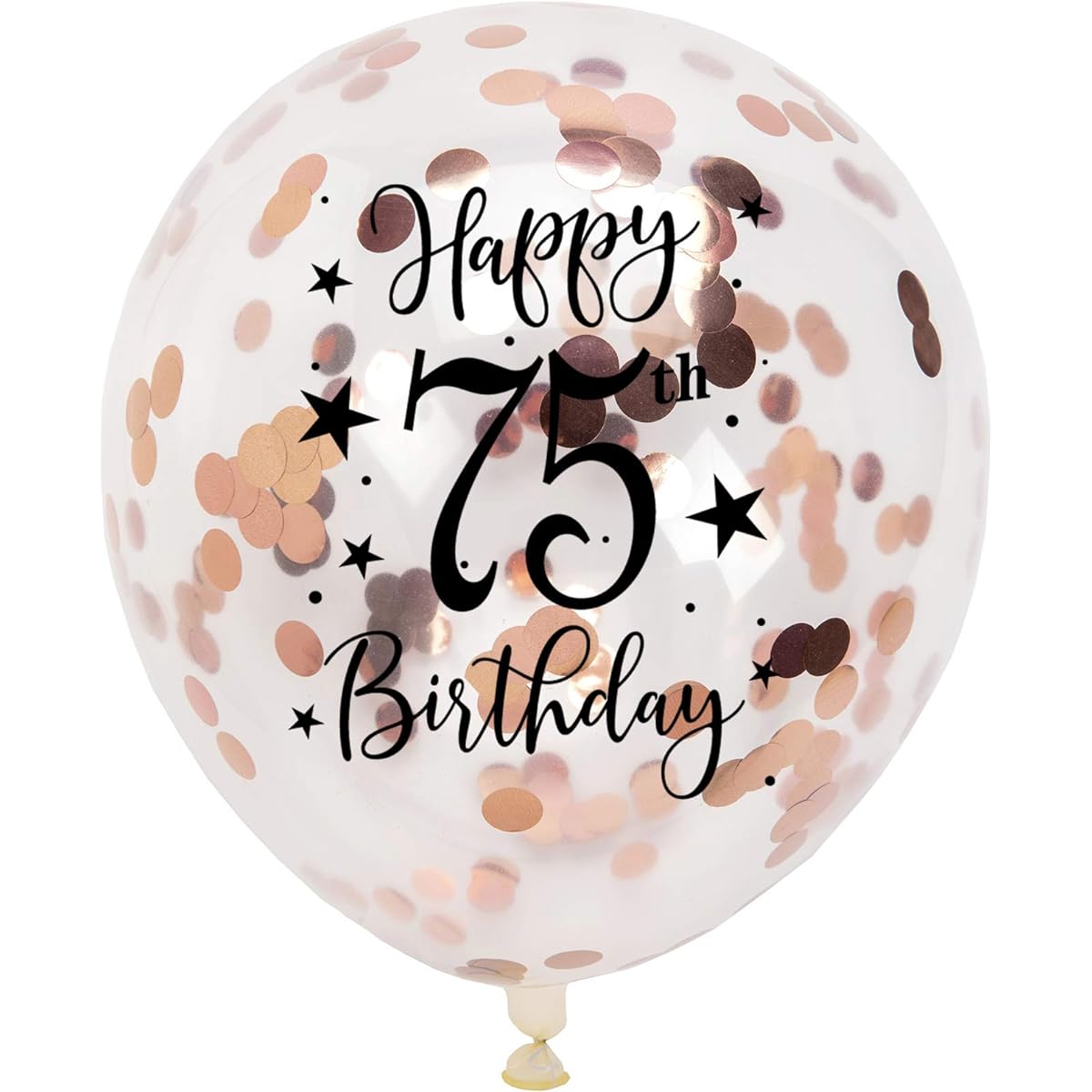 Rose Gold 75 Years Old Confetti Latex Balloons for Women Happy 75th Birthday Party Balloons with Confetti 12 Inch Pack of 16