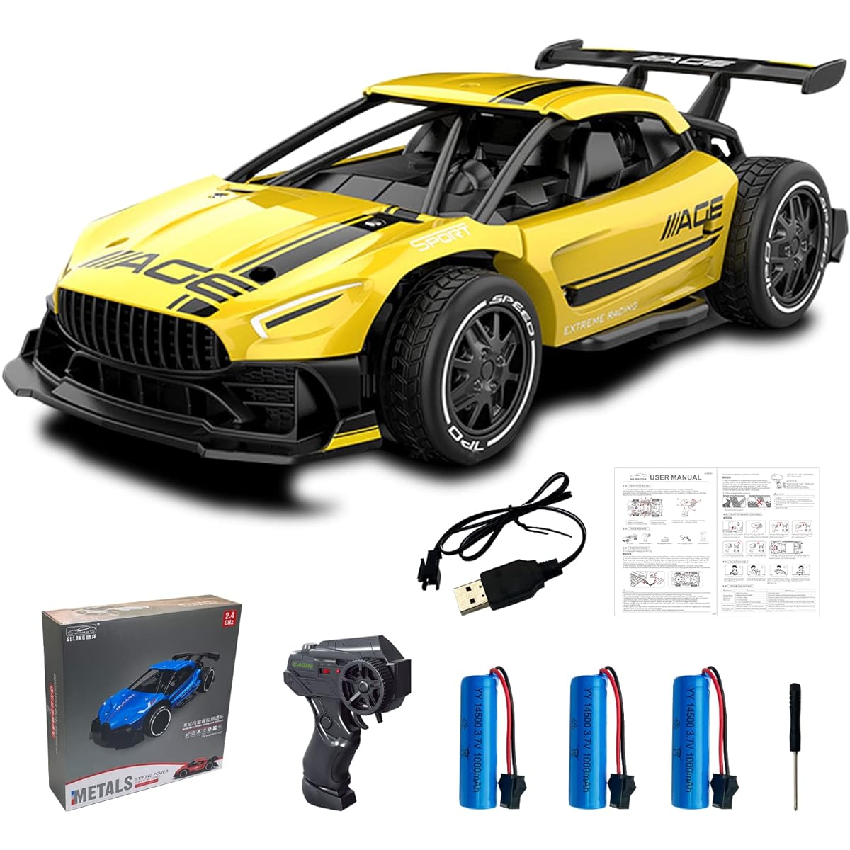 LEOSO SL214A RC Car Toys Hi Hobby RC Car Speed Remote Control Car Model Vehicle Toys for Boys Gifts Yellow