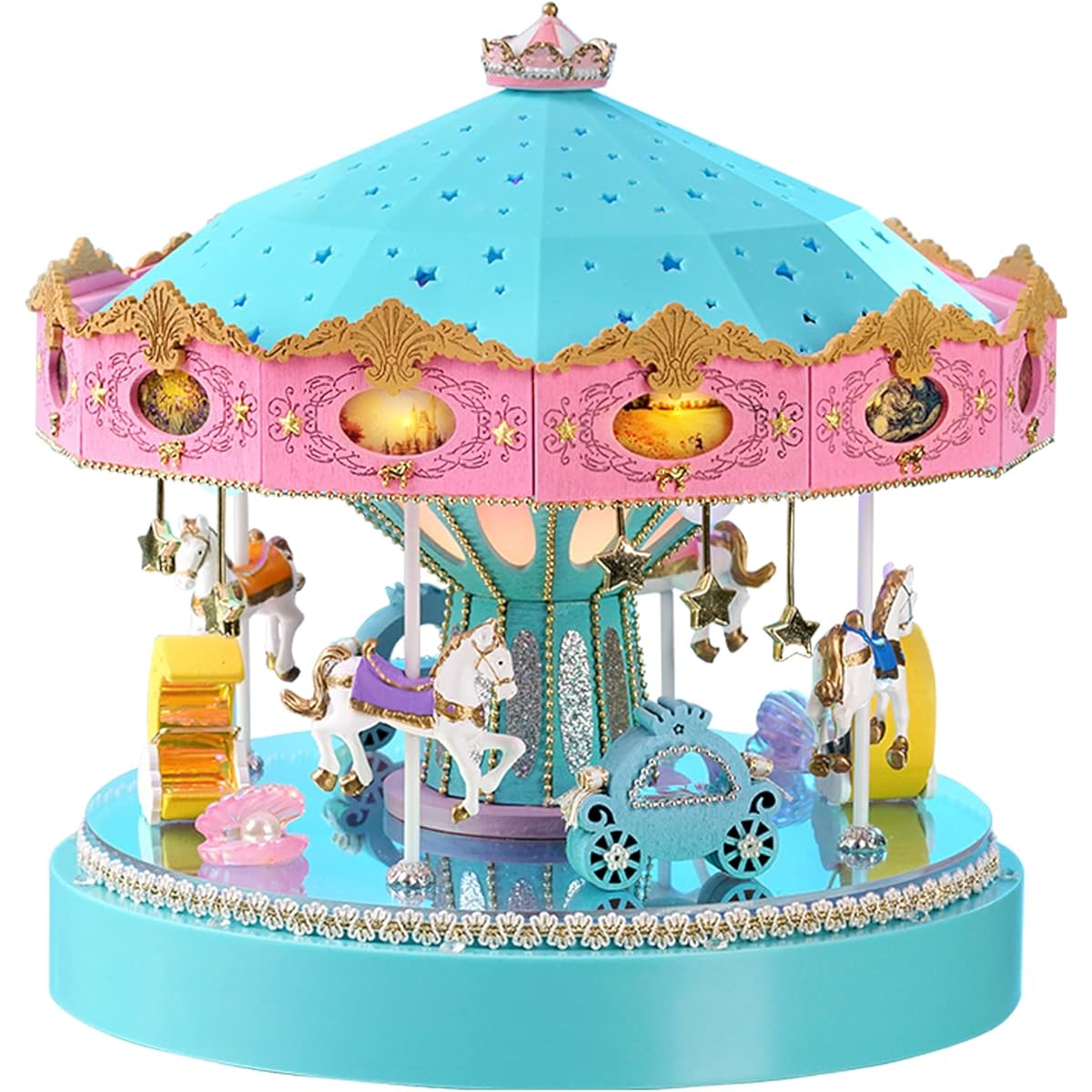 Spilay Dollhouse Miniature with Furniture DIY Wooden Craft Dollhouse Mini Handmade Rotating Music Kit 1:24 Scale Creative Ideas Gifts for Adult Friends Lover (HD001)
