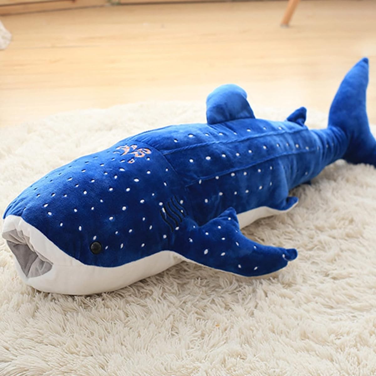 [Noopior] Creative Whale Shark Plush Toy Body Pillow Sleeping Pillow Extra Large Animal Sleeping Pillow Cushion Toy Cute Fluffy Healing Women Girls Birthday Christmas Gift Room Decoration Blue 100CM