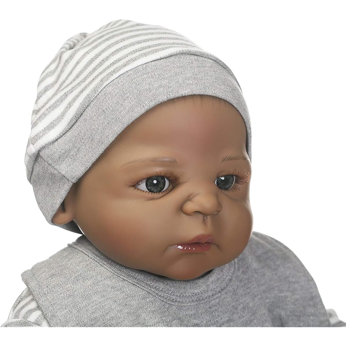 Tatu African American Doll Boy Realistic Reborn Baby Doll Lifelike Black Doll Silicone Full Body 22 Inch Anatomically Correct Washable Toy Doll