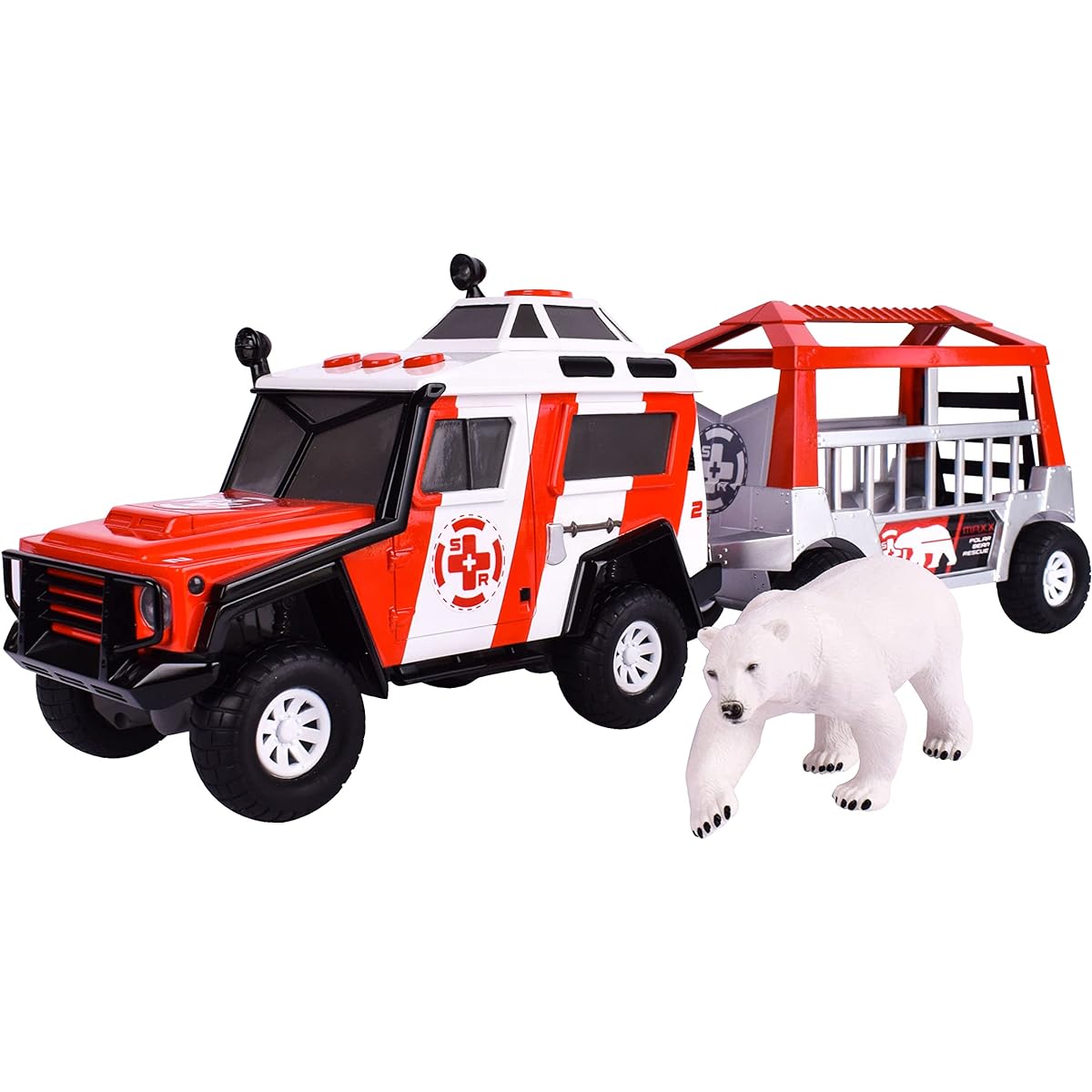 Sunny Days Entertainment Maxx Action Light & Sound Snow Vehicle with Trailer Polar Bear Transport (320674)