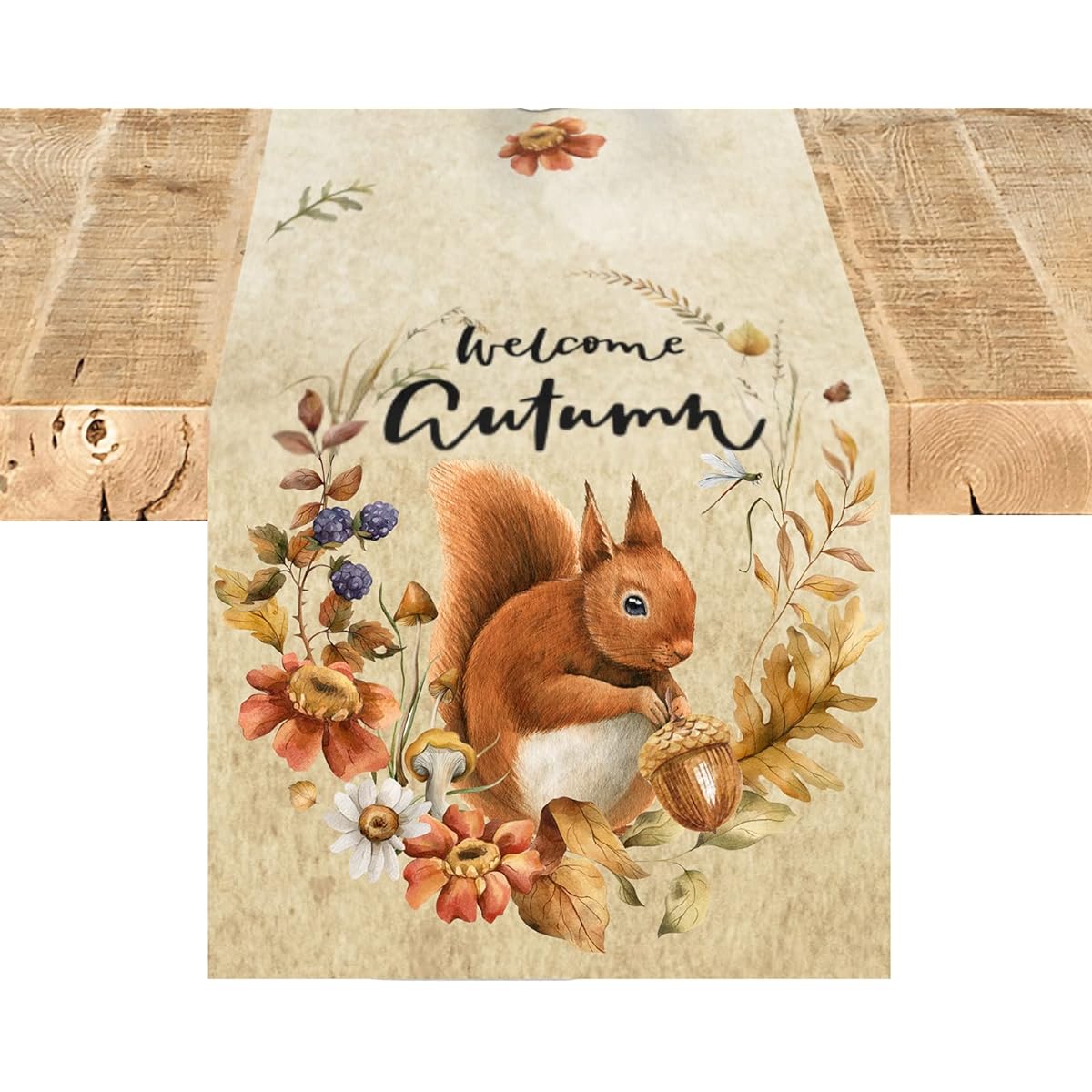 Autumn Thanksgiving Table Runner,Fall Table Decorations Pumpkin Animals Fall Table Runner Seasonal Fall Thanksgiving Holiday Decorations for Indoor Outdoor Dining Table 13x72 Inch