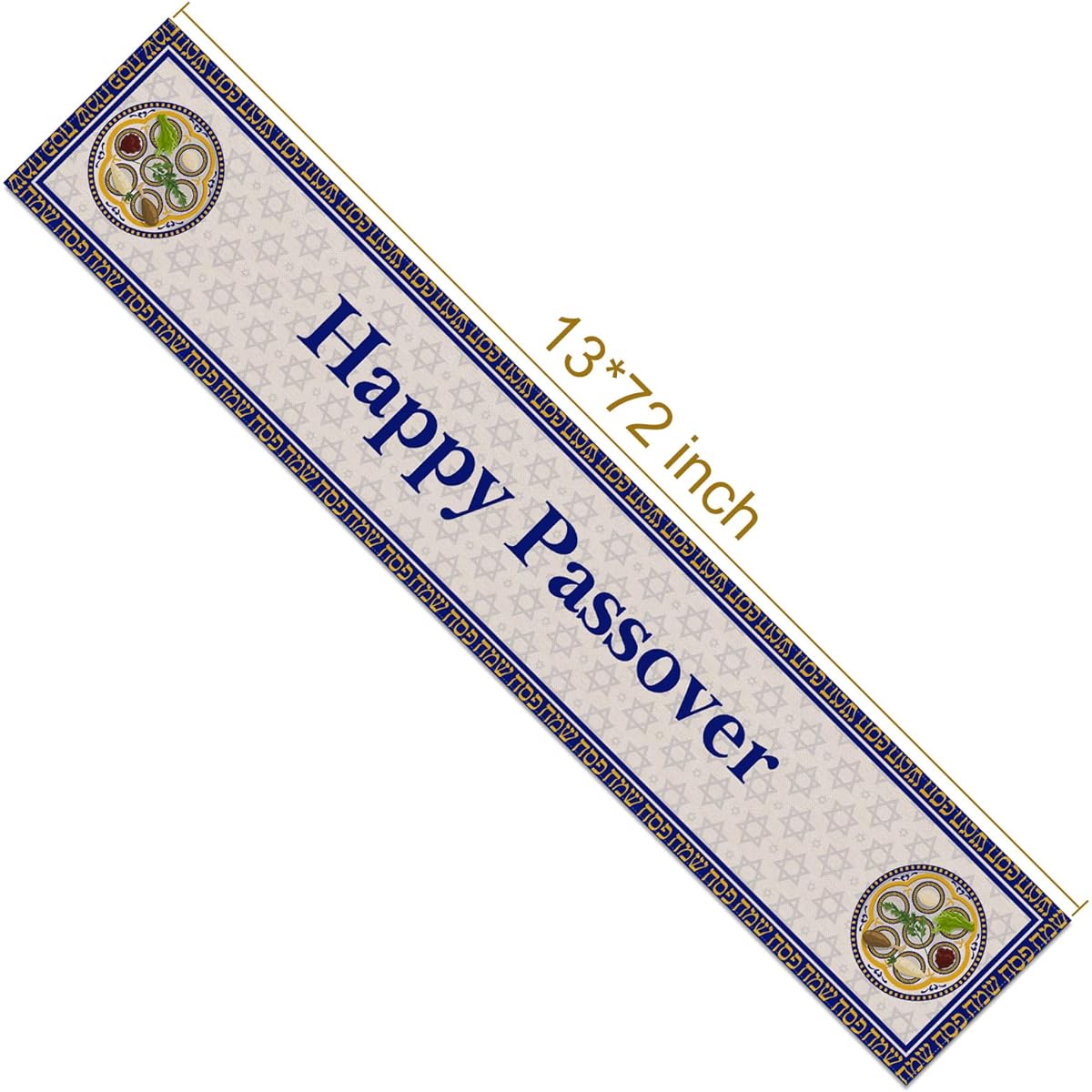 Vohado Linen Happy Passover Table Runner Jewish Religious Holiday Party Home Kitchen Dinning Room Mantle Fireplace Decoration