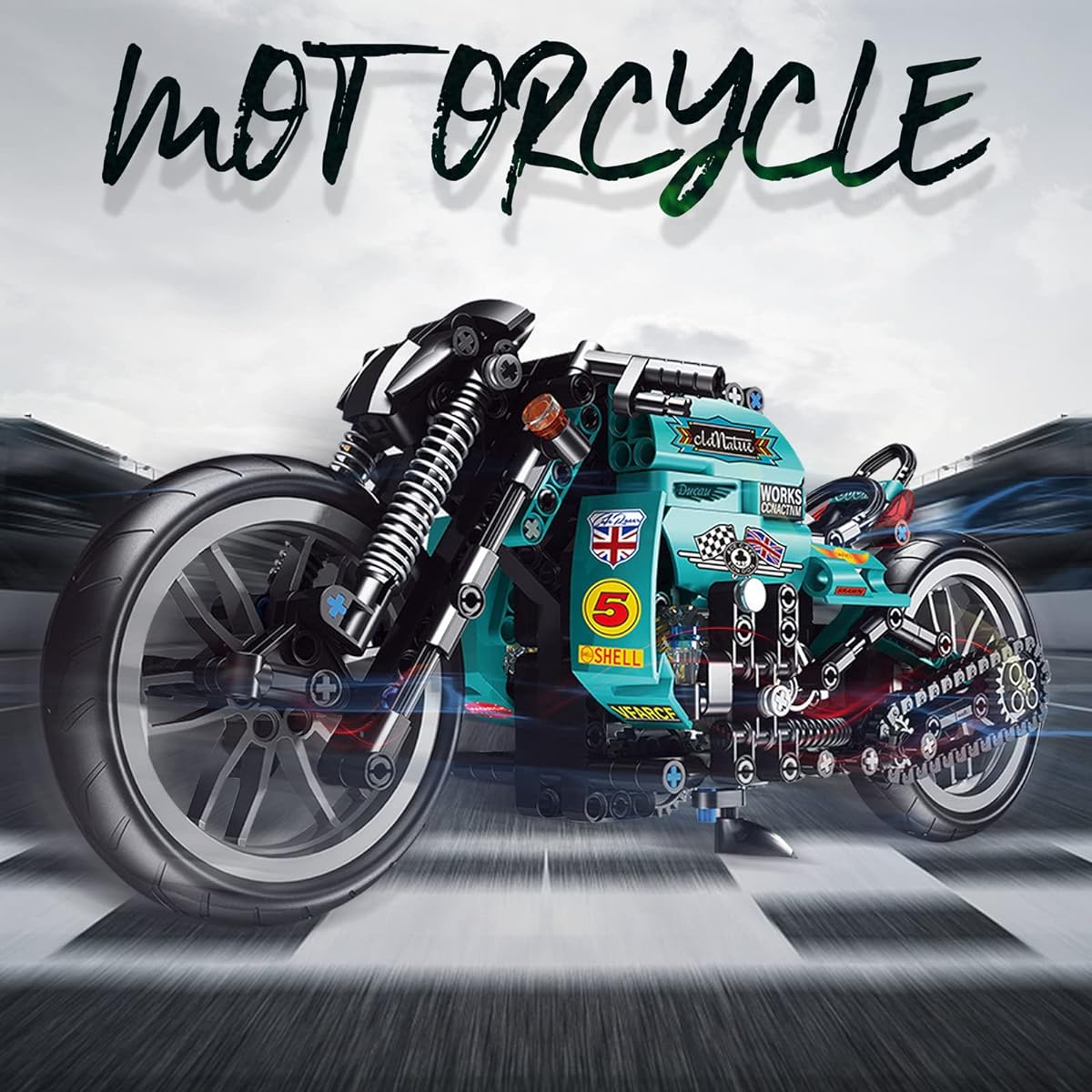 Seyaom Motorcycle Building Kit Motorcycle Mode Set for Boys & Adults (Cafe Racer)