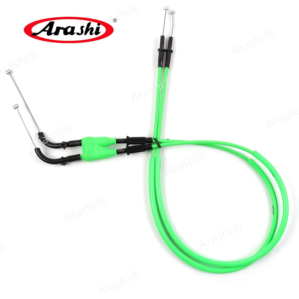 Arashi Throttle Cable and Clutch Cable Compatible with Kawasaki NINJA ZX6R ZX-6R 2009-2016 Motorcycle Replacement Accessories Green