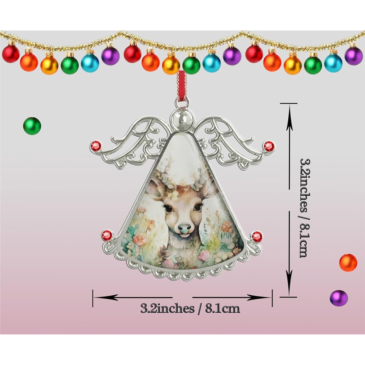 XUTAI Angel Christmas Tree Ornaments Wild Animal Deer Christmas Ornaments Glass Christmas Hanging Angel Glass Pendant for Holiday Decorations