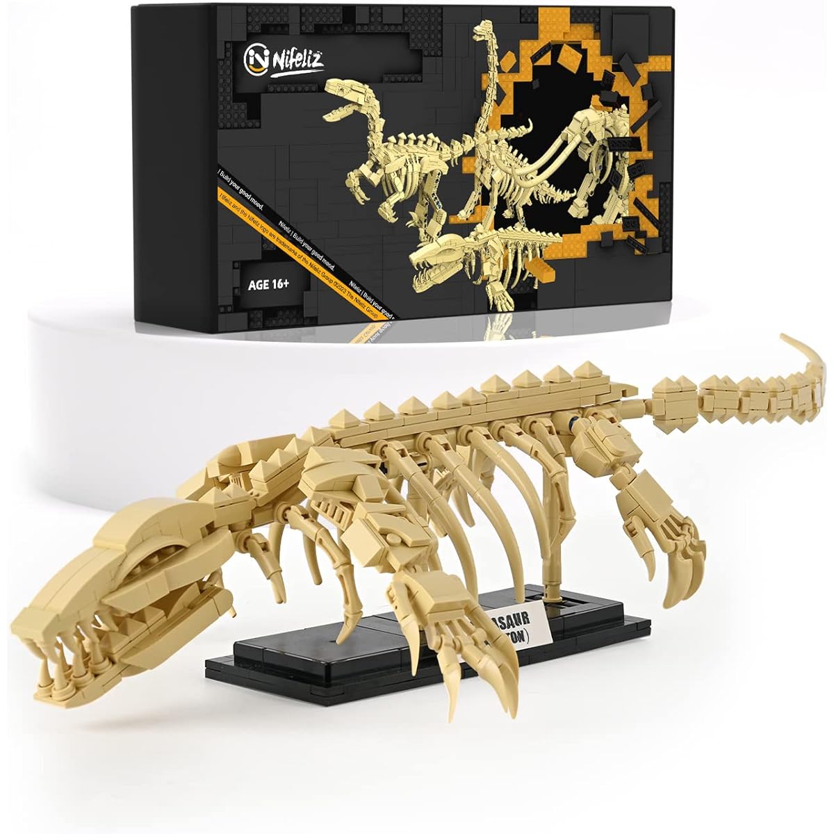 Nifeliz Mosasaurus Dinosaur Fossil Building Kit, Impressive Dinosaur Skeleton Model Decoration, Cool Dinosaur Gift Toy Set for Dinosaur Fans (498 Pieces)