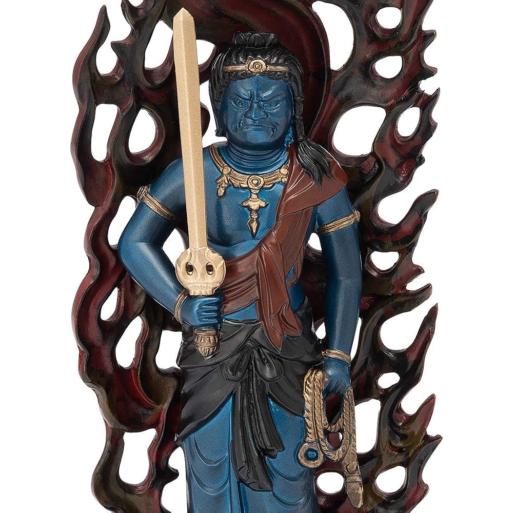 Buddhist Altar Shop Takita Shoten Buddha Statue Fudo Myoo Alloy Blue Painted (Height 15.5cm x Width 6cm) [Made by Hideun Makita] ◆ Ward off evil, good luck, protection, prosperity, blessings [Certificate issued by Takita Shoten included]