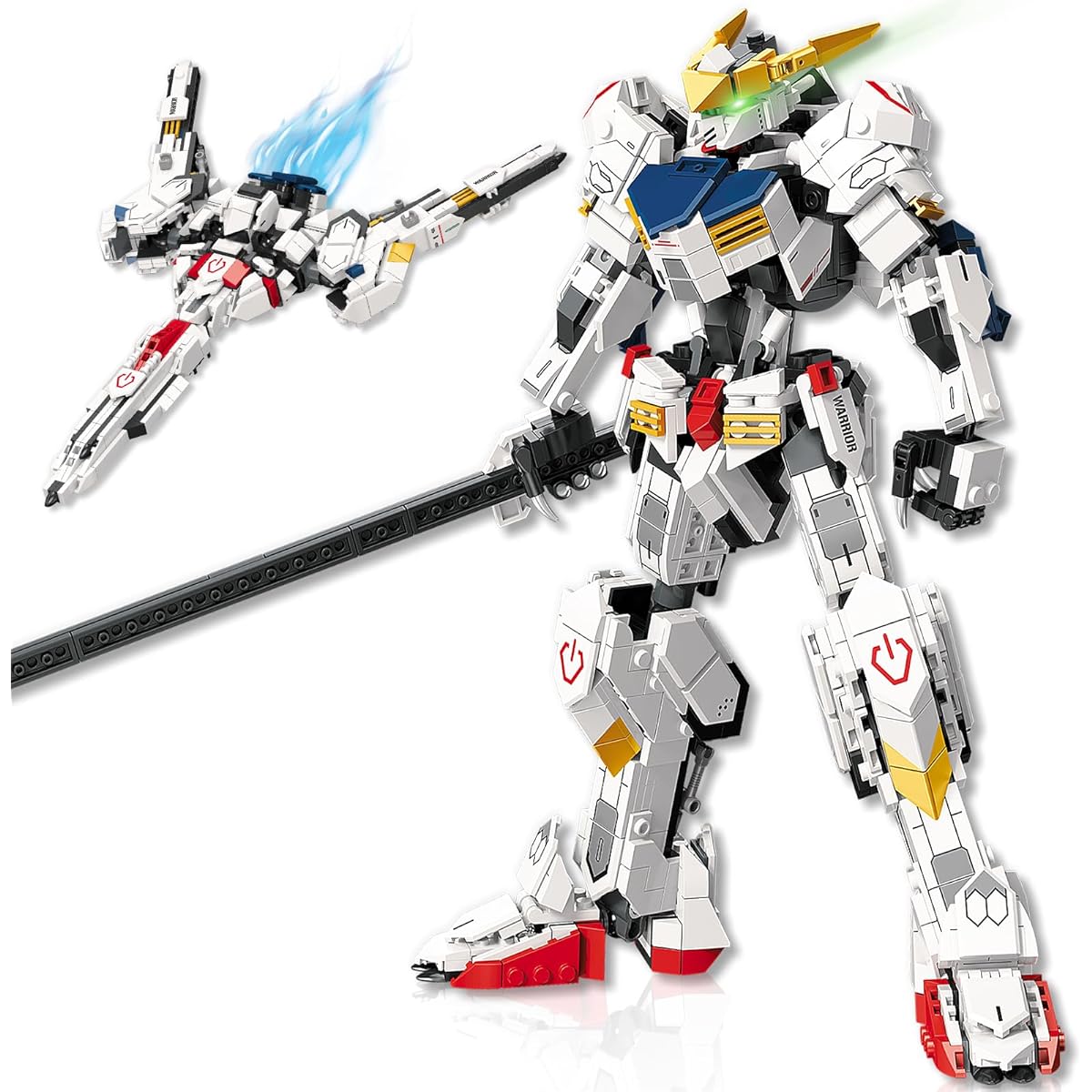 HIGH GODO Transforming Robot Building Set for Adults 2 in 1 City Warrior Mech & Fighter Building Toy Model 952 Pieces Creative Collectible Gifts for Boys Kids 8-12 Compatible with Lego, White