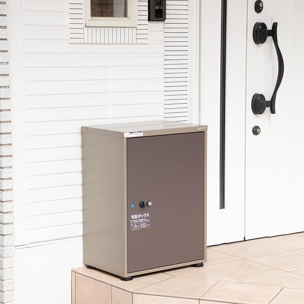 ] Green Life Delivery Box, Completed Product, Large Capacity, Delivery, For Household Use, Outdoor [Made in Japan] Unattended Receipt, Security Measures, Lock Included, Brown Receibo Grayish Brown TR-3465 (TGY/GB)