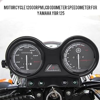 Motorcycle Odometer, 12VDC Digital LED LCD Indicator Plastic Clear Lens Motorcycle Speedometer, Upgrade Replacement for YBR125