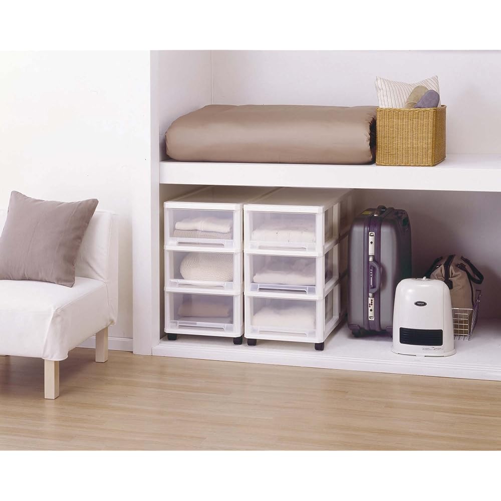 Tenma Multi-tiered storage case perfect for storing closets and closets. 3 drawers can store plenty of clothes. Costume case, storage Butte case, 3 tiers, Cappuccino, Width 39 x Depth 74 x Height 68 cm, Polypropylene, White.