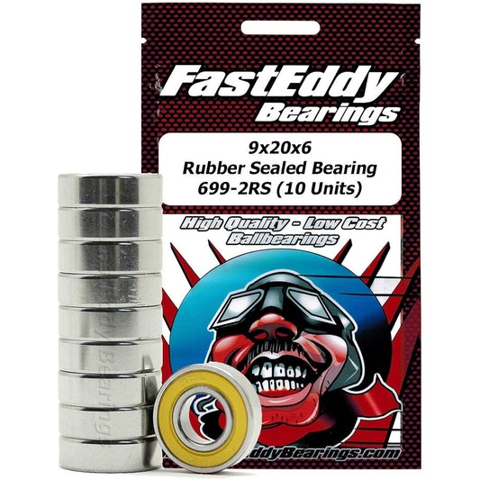 9x20x6 Rubber Sealed Ball Bearing 699-2RS (10 units)