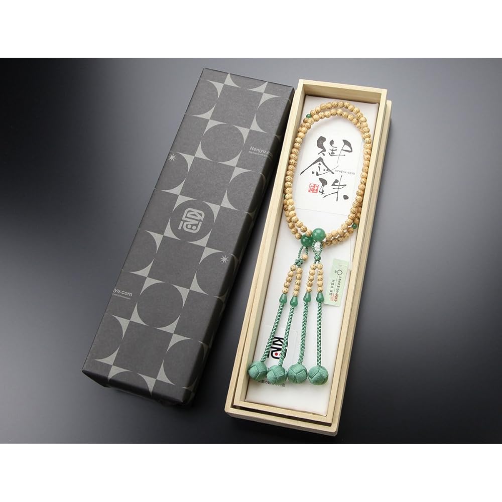 Nenju.com Shingon Buddhist Prayer Beads for Women 8 Dimensions, Starry Moon Bodhi Tree, Indian Jade, Sanskrit Tenbo [Authentic Prayer Beads, Kyoto Prayer Beads, 108 Beads, Kyoto Aventurine, Mount Koya, Funeral Juzu 2000400100476] [Bead Bag Gift!]
