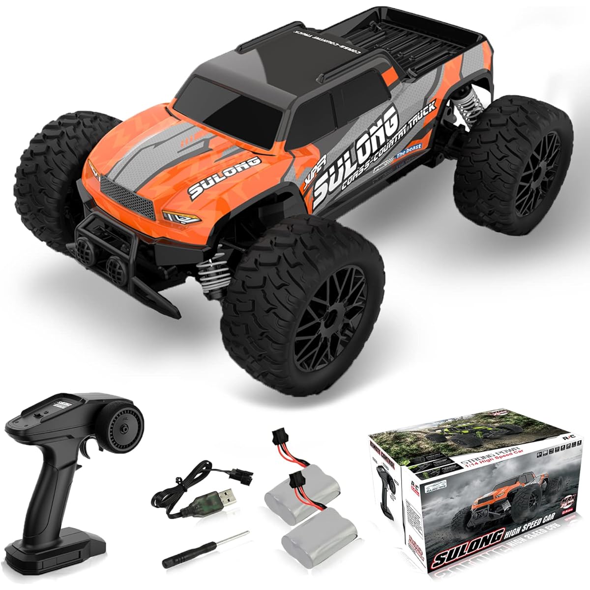 Desdoni Remote Control Car, 1:14 Scale All Terrain RC Car 4WD 25KM/H High Speed Model Car 2.4GHz Racing Sports Toy Car for Adults Boys Girls Kids Gifts with 2 Rechargeable Batteries