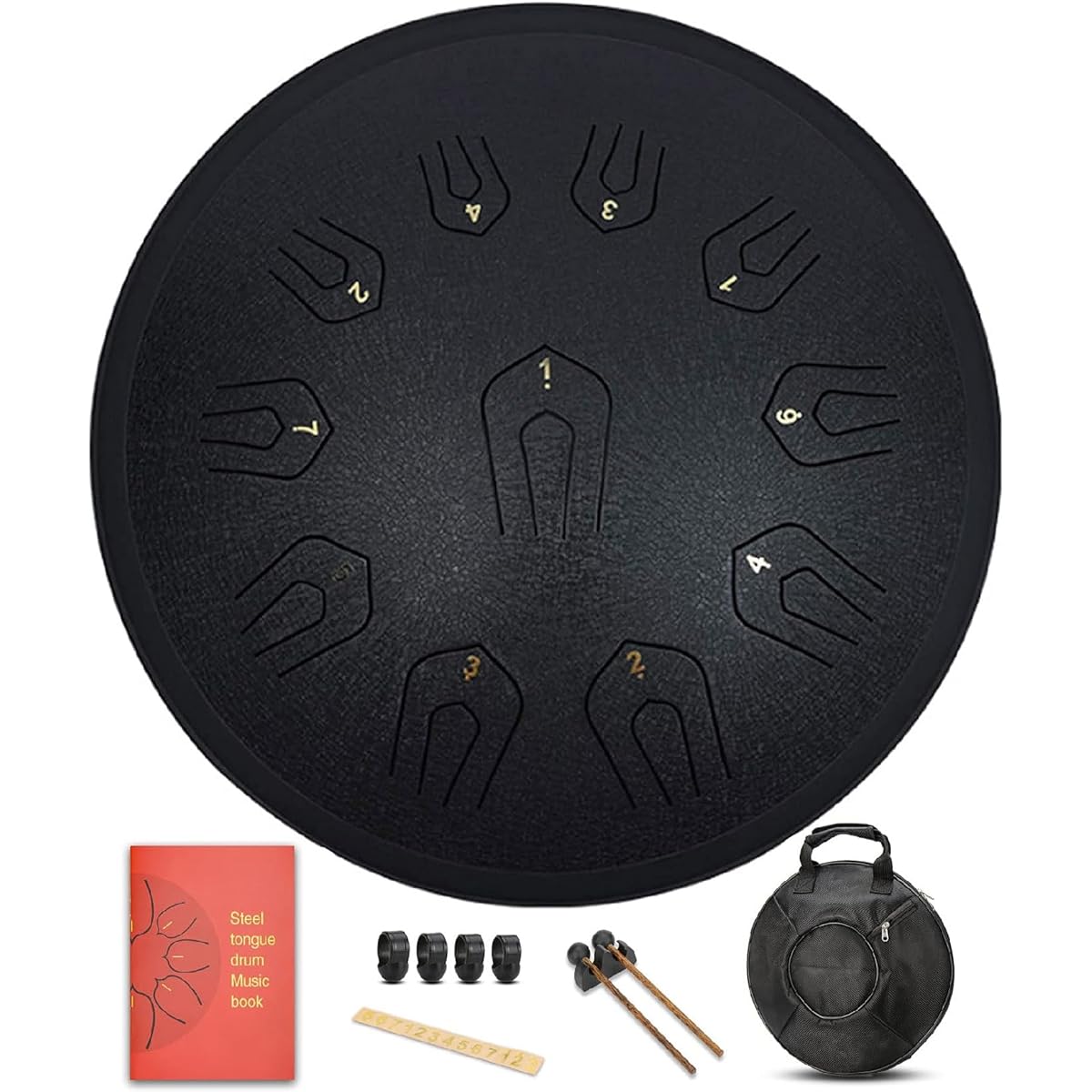 Steel Tongue Drum 11 Notes 18 Inch C Major Metal Handpan Drum Hand Percussion Instrument with Bag Drum Mallets Carry Bag Bracket for Adults Kids Beginners